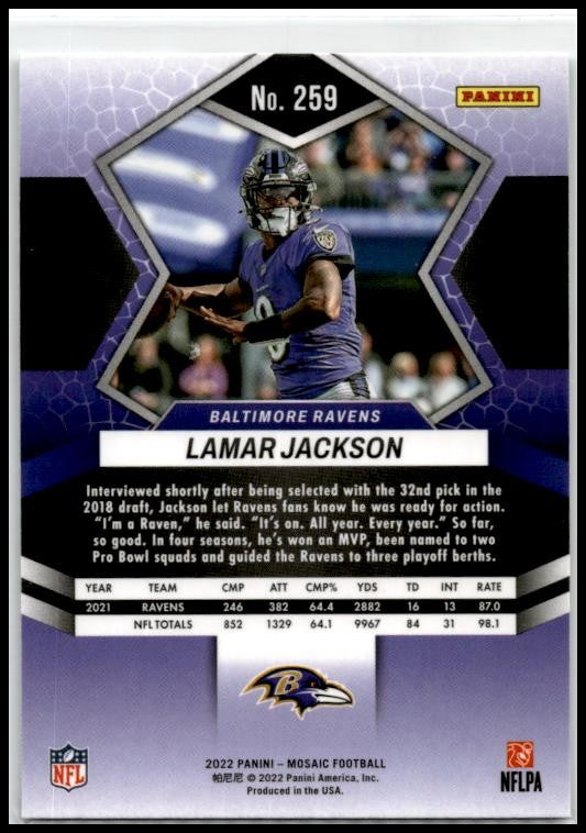 2022 Panini Mosaic #259 Lamar Jackson Baltimore Ravens