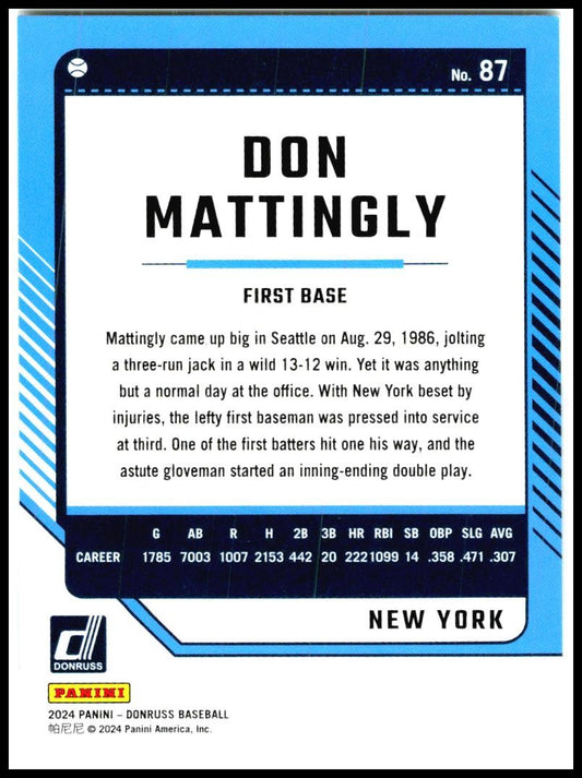 2024 Donruss #87 Don Mattingly New York Yankees