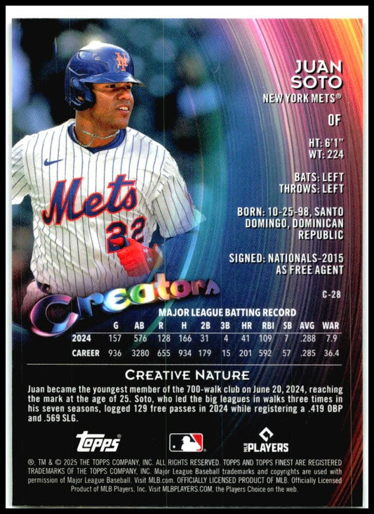 2025 Topps Finest Creatora #C-28 Juan Soto Mets