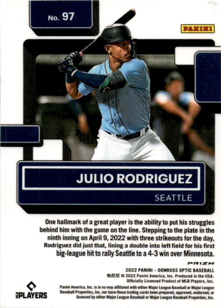 2022 Donruss Optic Lime Green Prizm #97 Julio Rodriguez Seattle Mariners
