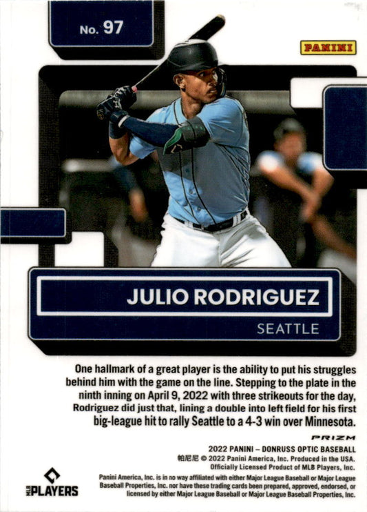 2022 Donruss Optic Lime Green Prizm #97 Julio Rodriguez Seattle Mariners