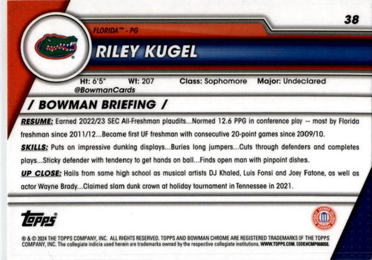 2023-24 Bowman University Chrome #38 Riley Kugel Florida Gators