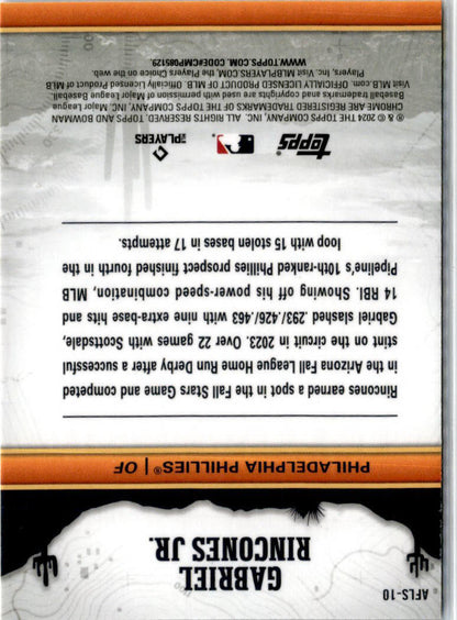 2024 Bowman Chrome #AFLS-10 Gabriel Rincones JR Philadelphia Phillies