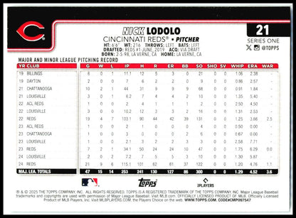 2025 Topps #21 Nick Lodolo Cincinnati Reds