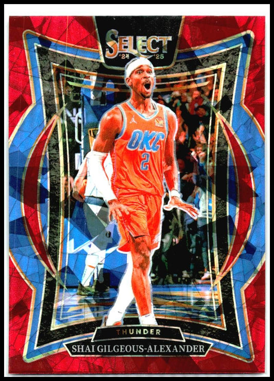2024-25 Panini Select Red Cracked Ice #36 Shai Gilgeous-Alexander Thunder