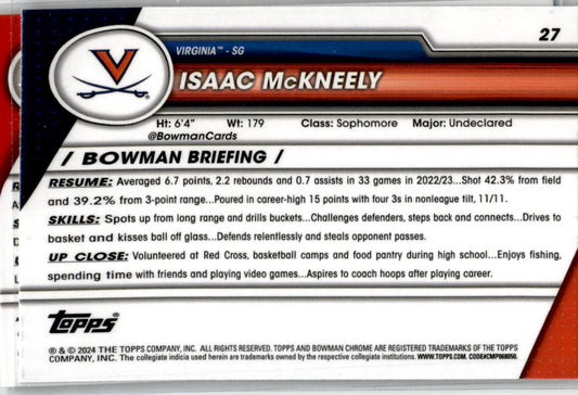 2023-24 Bowman University Chrome #40 Jamari McDowell Kansas Jayhawks