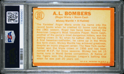 1964 Topps Maris/Cash/Mantle/Kaline #331 A.L. Bombers PSA 3