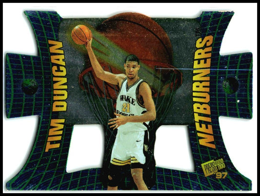 1997 Press Pass Net Burners #NB1 Tim Duncan Wake Forest Demon Deacons