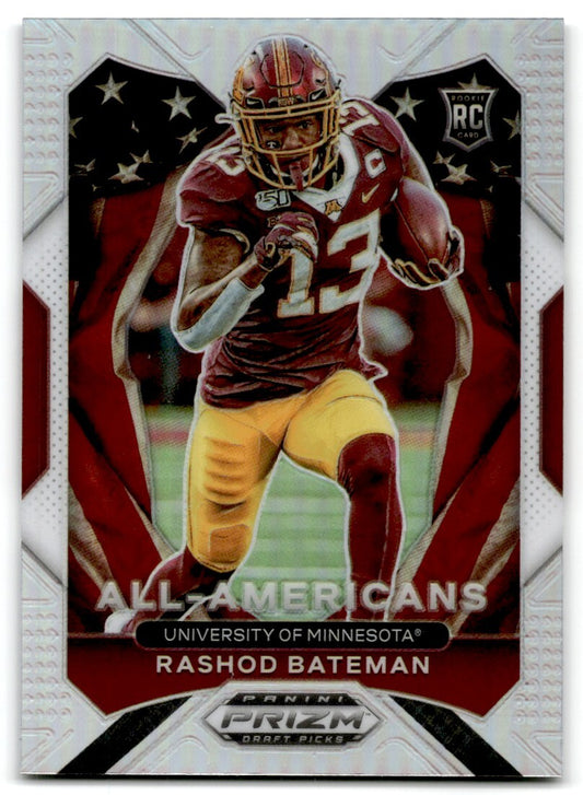 2021 Panini Prizm Draft Picks silver Rashod Bateman Minnesota Golden Gophers