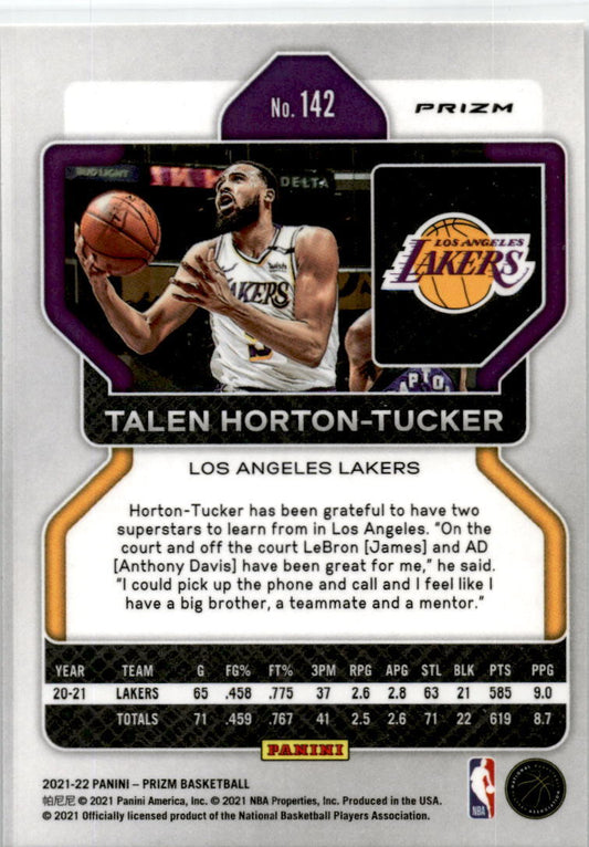 2021-22 Panini Prizm Silver #142 Talen Horton-Tucker Los Angeles Lakers