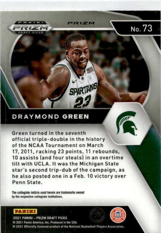 2021 Panini Prizm Draft Picks Red White Blue #73 Draymond Spartans /  Warriors
