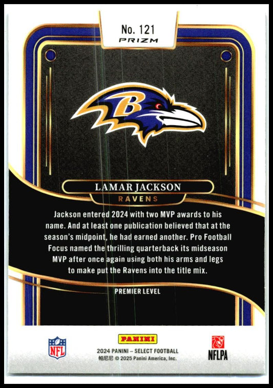 2024 Panini Select Red & Blue Prizm Shock #121 Lamar Jackson Baltimore Ravens