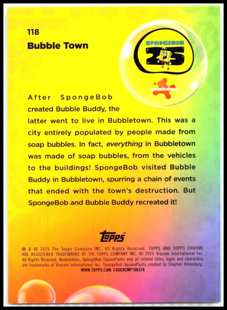 2025 Topps Chrome Spongebob Squarepants #118 Bubble Town
