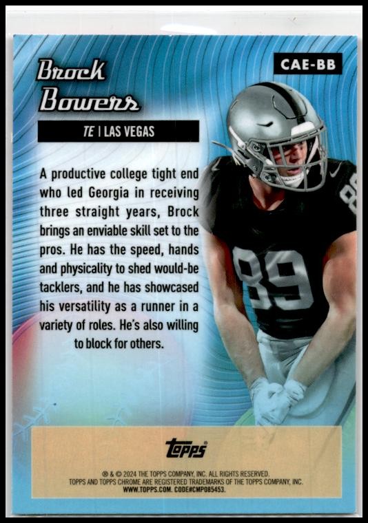 2024 Topps Chrome Chrome All-Etch Pink Refractor #CAE-BB Brock Bowers Raiders