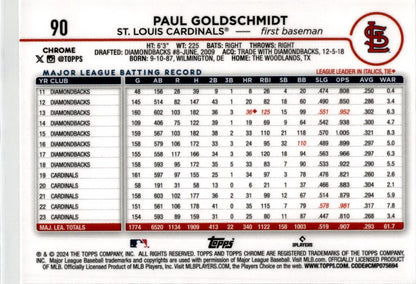 2024 Topps Chrome X-Fractors #90 Paul Goldschmidt St. Louis Cardinals