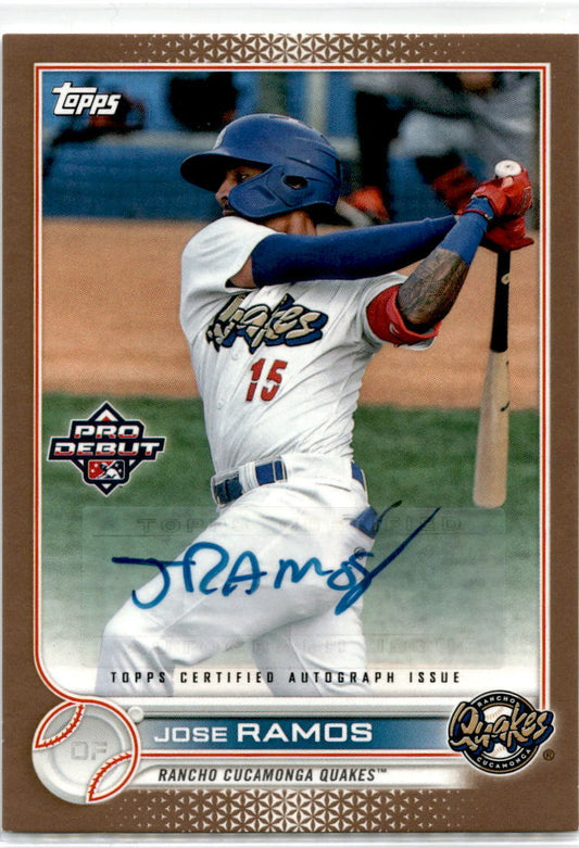 2022 Topps Pro Debut #PD-85 Jose Ramos Auto 22/50 Rancho Cucamonga Quakes