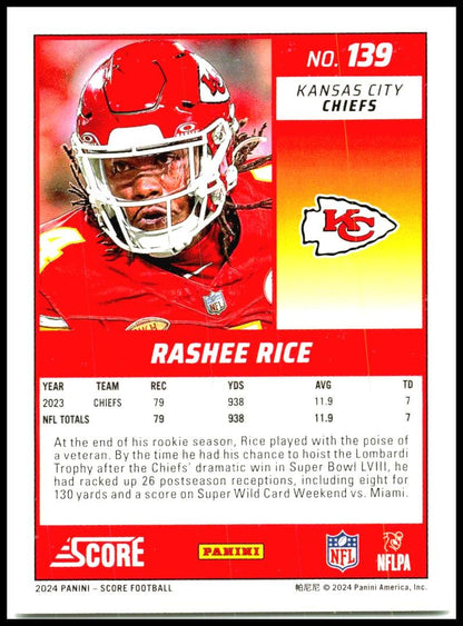 2024 Score #139 Rashee Rice Kansas City Chiefs