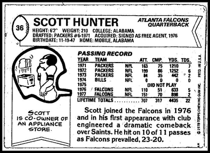 1978 Topps #36 Scott Hunter Atlanta Falcons