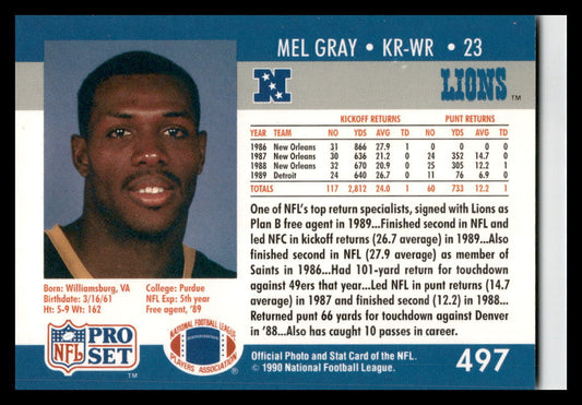 1990 Pro Set #23 Mel Gray  Detroit Lions