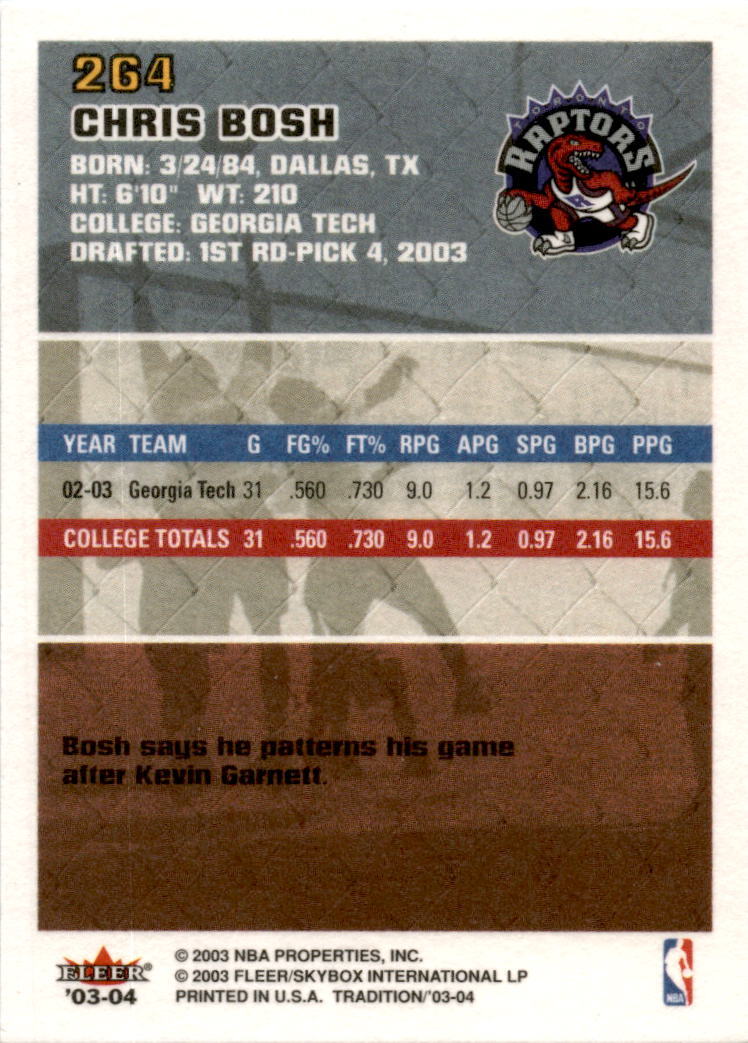 2003-04 Fleer Tradition #264 Chris Bosh Toronto Raptors