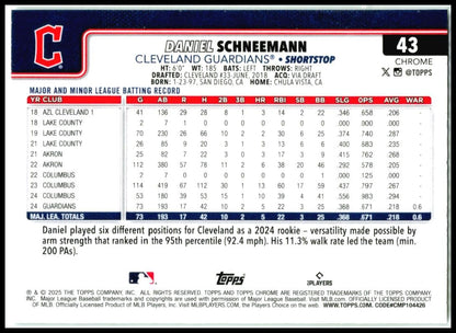 2025 Topps Chrome Green Logofractor /99 #43 Daniel Schneemann Rookie Cleveland