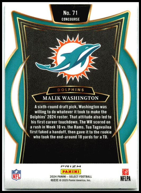2024 Panini Select Black & Red Prizm Shock #71 Malik Washington Rookie Miami