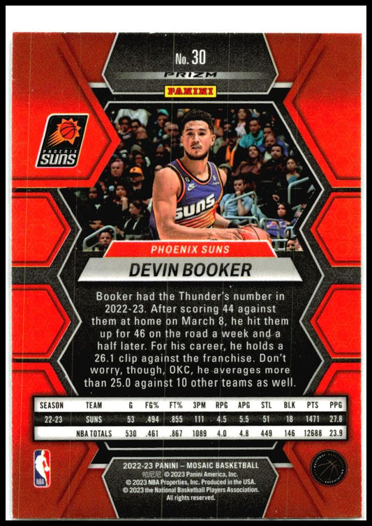 2022-23 Panini Mosaic Silver #30 Devin Booker Suns