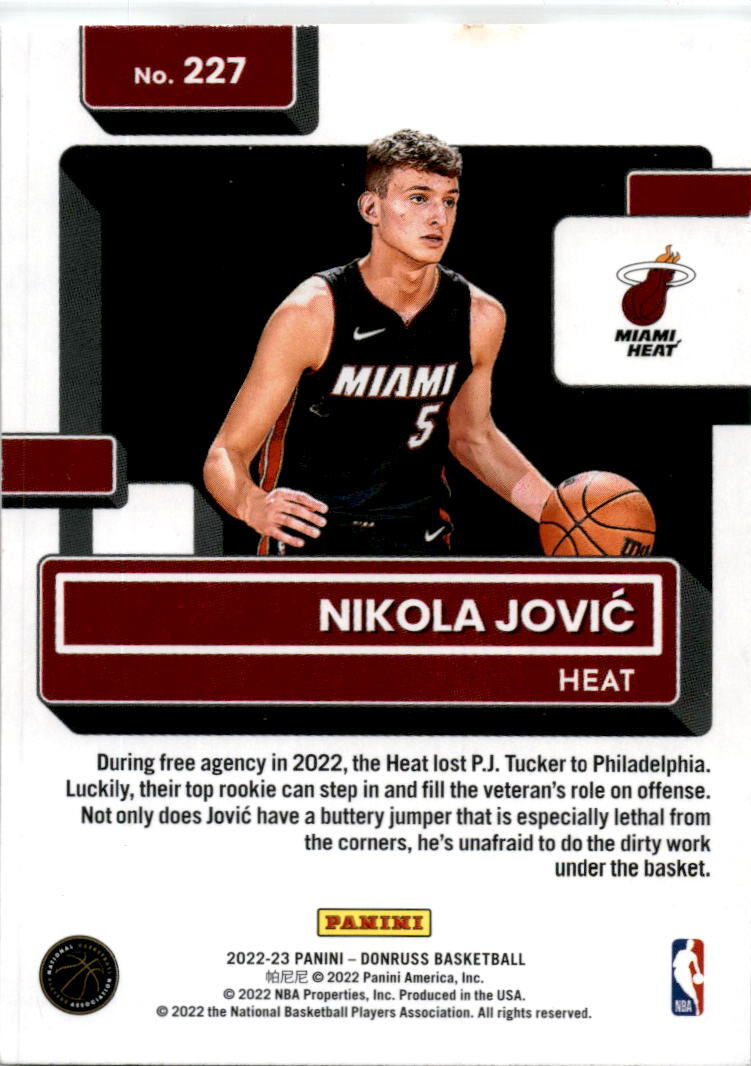 2022-23 Donruss #227 Nikola Jovic Rookie Miami Heat