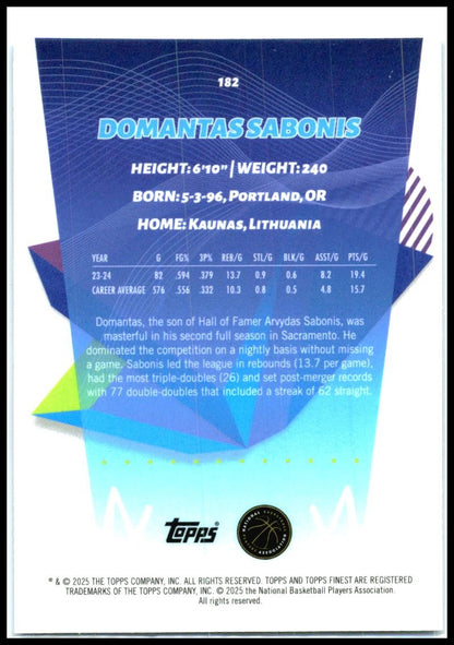 2024-25 Finest Blue X-Factor #182 Domantas Sabonis #/75 Sacramento Kings