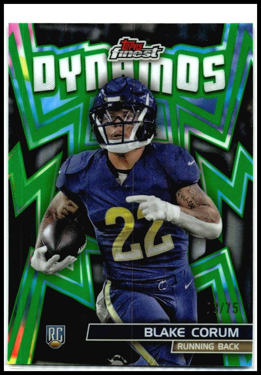 2024 Topps Chrome Green Dynamos /75 #DYN-4 Blake Corum Rams