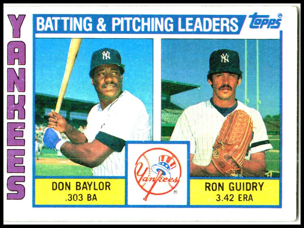 1984 Topps #486 Yankees Leaders / Checklist Don Baylor / Ron Guidry Yankees