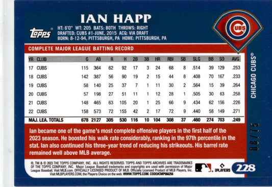 2023 Topps Archives Aqua Sparkle Foil #228 Ian Happ /75 Chicago Cubs