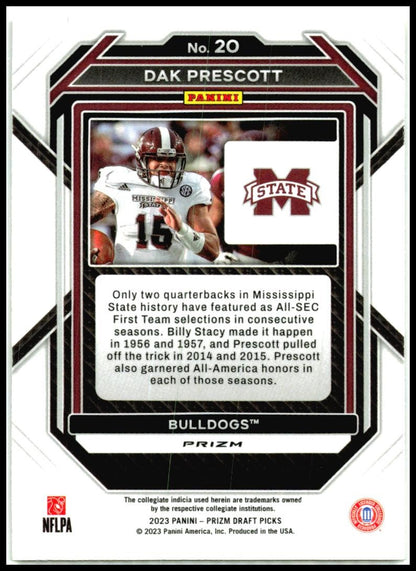 2023 Panini Prizm Draft Picks Prizms Gold Ice #20 Dak Prescott Cowboys