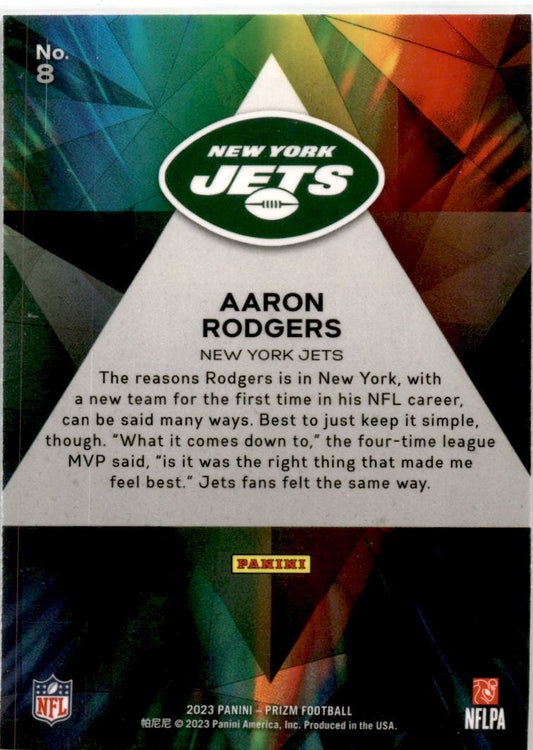 2023 Prizm Prizmatic #8 Aaron Rodgers New York Jets