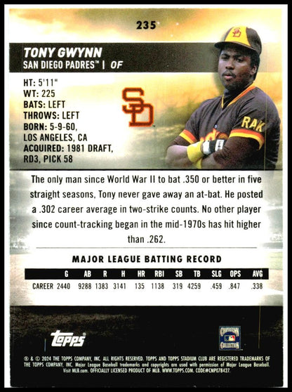2024 Stadium Club #235 Tony Gwynn San Diego Padres