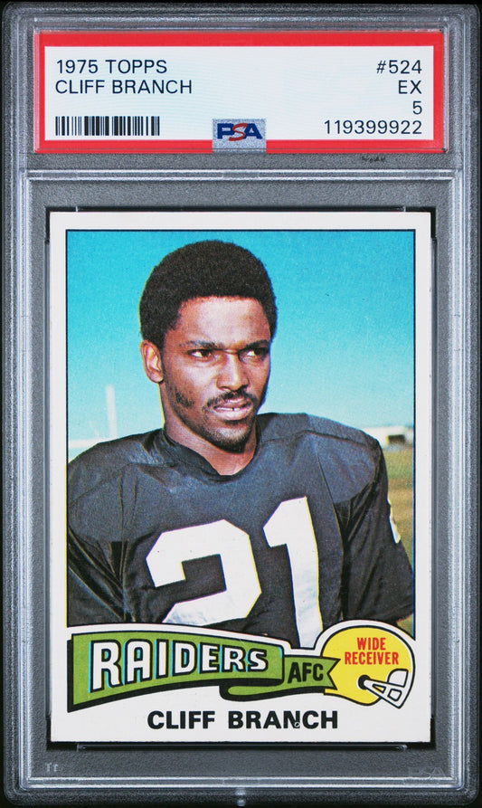 1975 Topps #524 Cliff Branch Oakland Raiders PSA 5