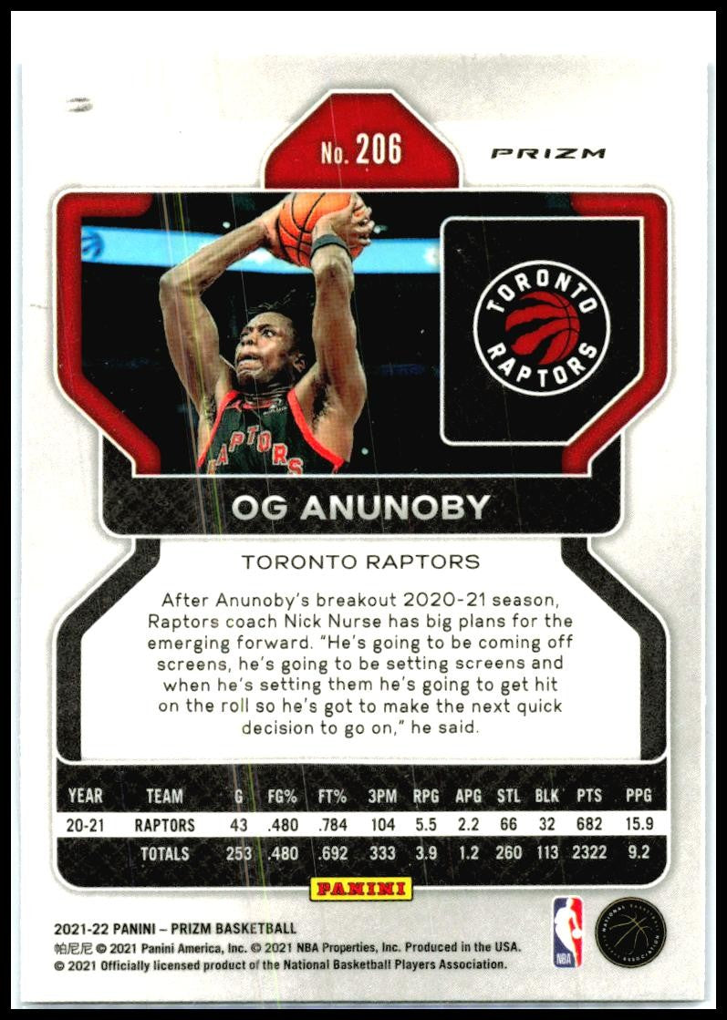 2021-22 Panini Prizm NBA 75th Anniversary #206 OG Anunoby Toronto