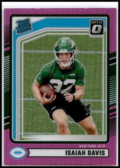 2024 Donruss Optic Rated Rookies Preview Pink #386 Isaiah Davis Rookie Jets