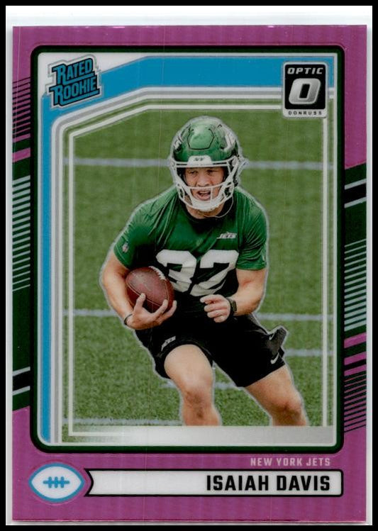 2024 Donruss Optic Rated Rookies Preview Pink #386 Isaiah Davis Rookie Jets