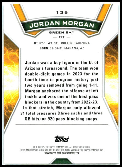 2024 Topps Resurgence Blue & Pink Shock #135 Jordan Morgan Rookie Packers