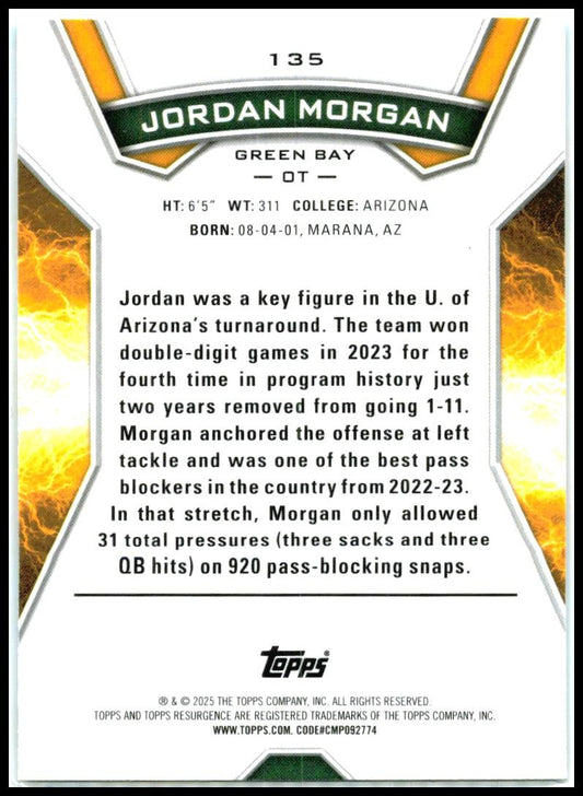 2024 Topps Resurgence Blue & Pink Shock #135 Jordan Morgan Rookie Packers