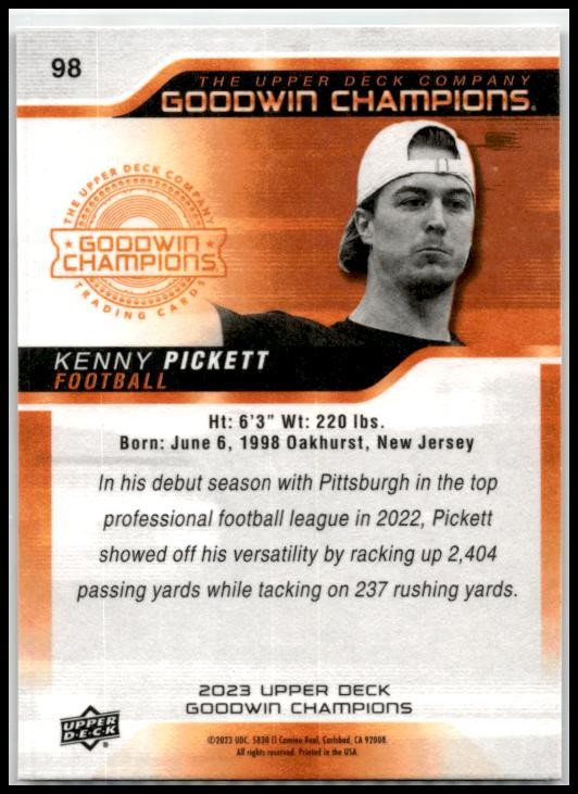 2023 Upper Deck Goodwin Champions Orange #98 Kenny Pickett