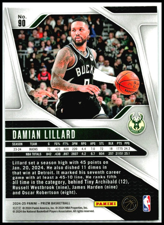 2024-25 Panini Prizm #90 Damian Lillard Milwaukee Bucks