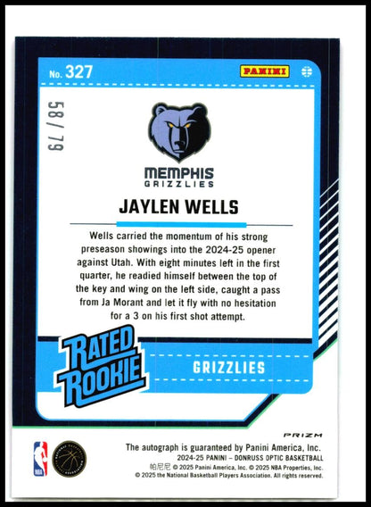 2024-25 Donruss Optic Auto Pink Velocity /79 #327 Jaylen Wells