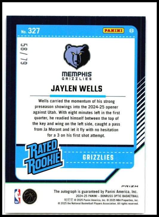 2024-25 Donruss Optic Auto Pink Velocity /79 #327 Jaylen Wells