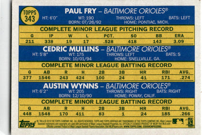 2019 Topps Heritage #343 Orioles 2019 Rookie Stars Rookie Orioles