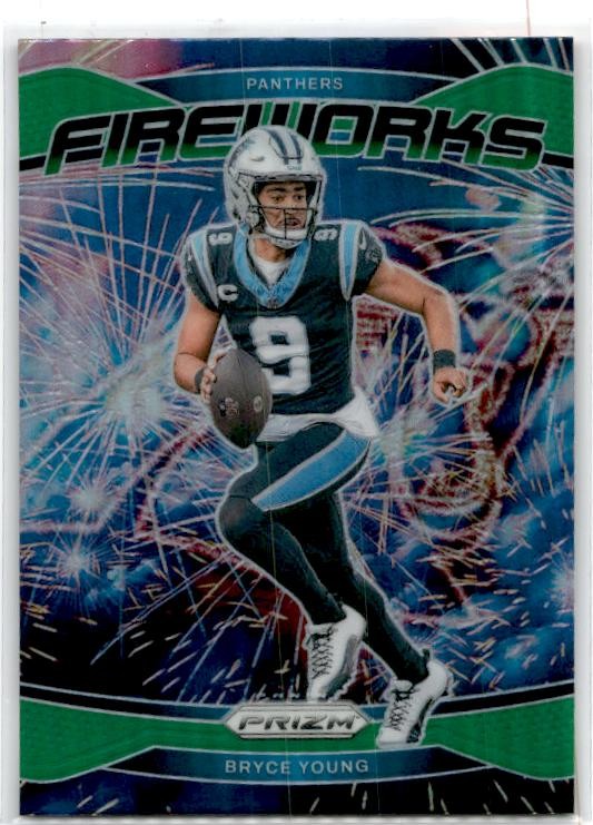 2024 Panini Prizm Fireworks Green Prizm #14 Bryce Young Carolina Panthers