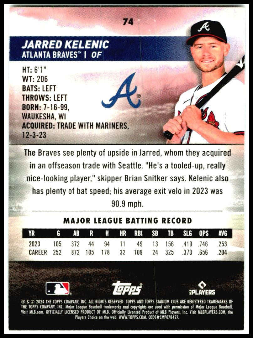 2024 Stadium Club #74 Jarred Kelenic Atlanta Braves