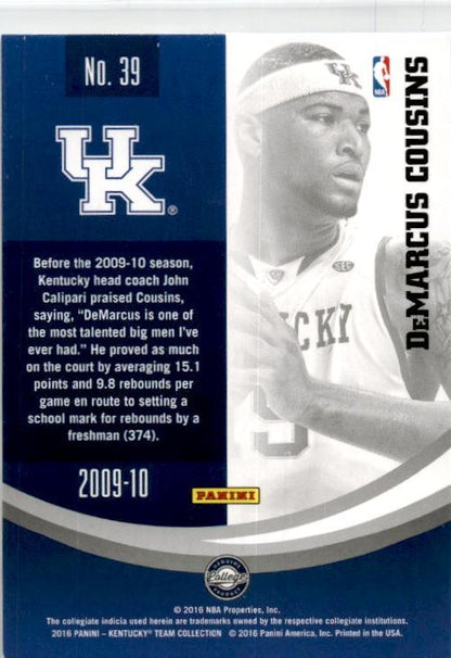 2016 Panini Kentucky Wildcats #39 DeMarcus Cousins Kentucky Wildcats