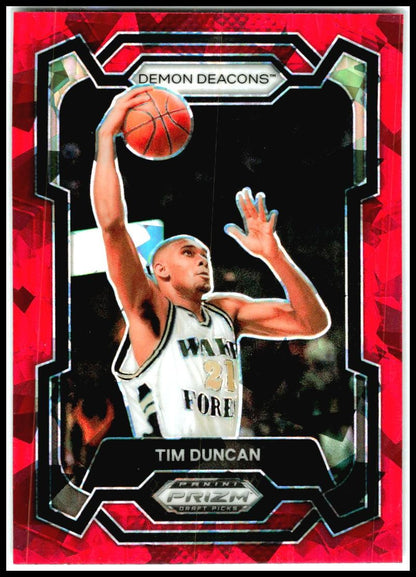 2024 Panini Prizm Draft Picks Prizms Red Ice #63 Tim Duncan Spurs